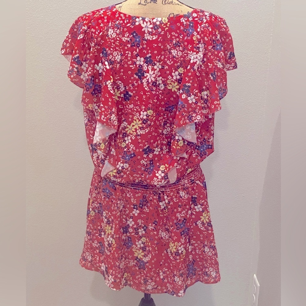 Parker Red Scilla Floral Ruffle Smocked Waist Mini Dress M NWT - Picture 8 of 11